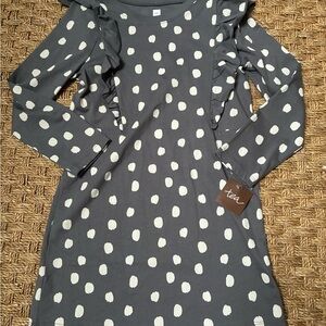 NWT Tea Collection Gray Polka Dot Kids Dress